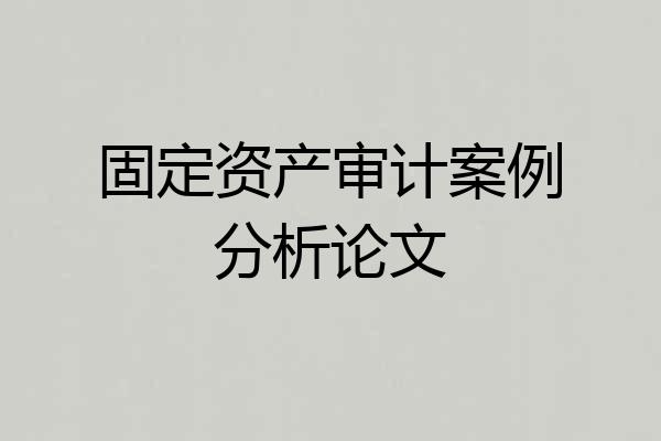 固定资产审计案例分析论文