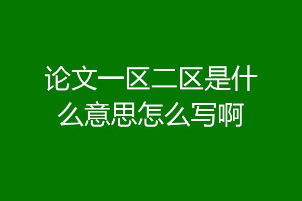 论文一区二区是什么意思怎么写啊