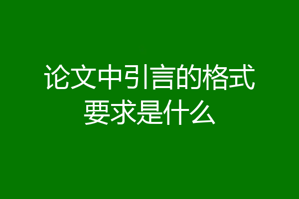论文中引言的格式要求是什么