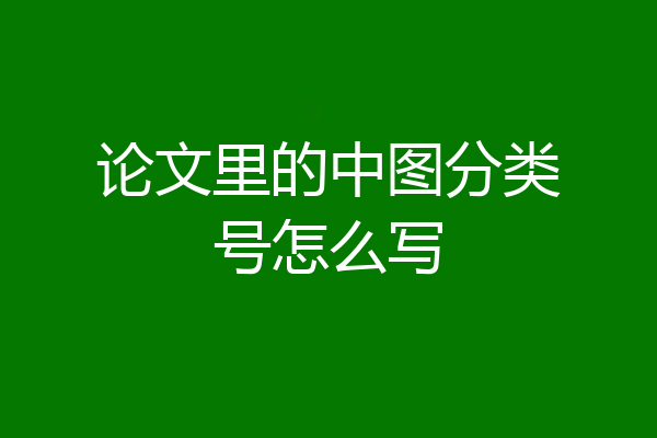 论文里的中图分类号怎么写