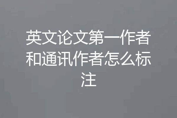 英文论文第一作者和通讯作者怎么标注