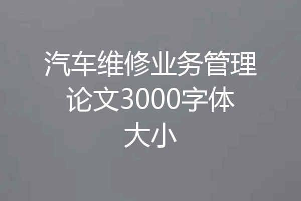 汽车维修业务管理论文3000字体大小