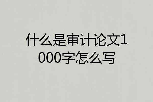 什么是审计论文1000字怎么写