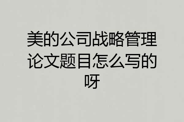 美的公司战略管理论文题目怎么写的呀