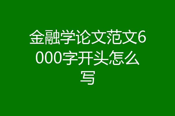 金融学论文范文6000字开头怎么写