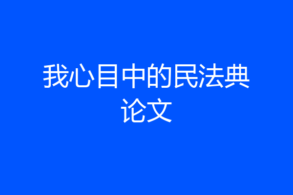 我心目中的民法典论文