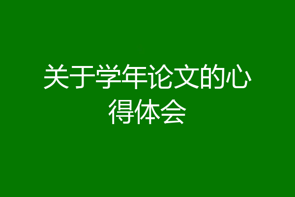 关于学年论文的心得体会