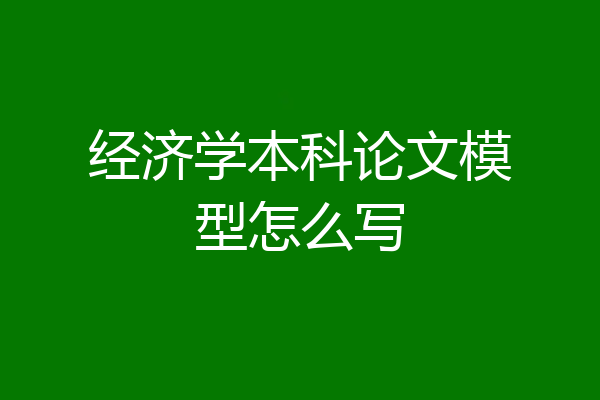 经济学本科论文模型怎么写