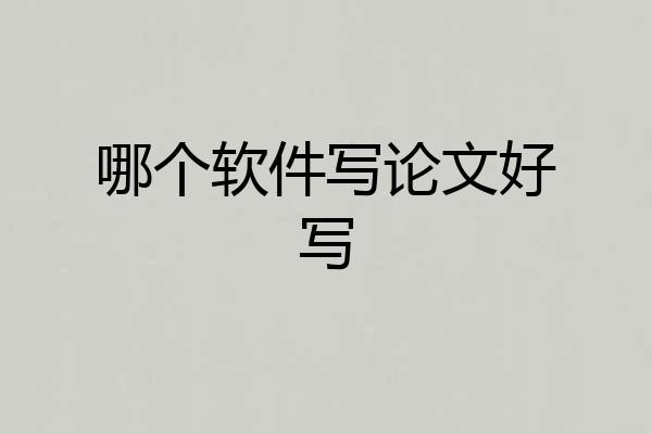 哪个软件写论文好写