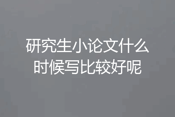 研究生小论文什么时候写比较好呢