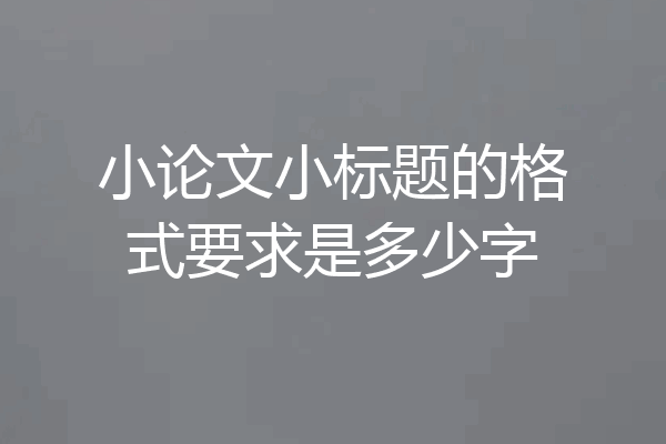 小论文小标题的格式要求是多少字
