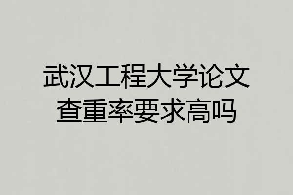 武汉工程大学论文查重率要求高吗