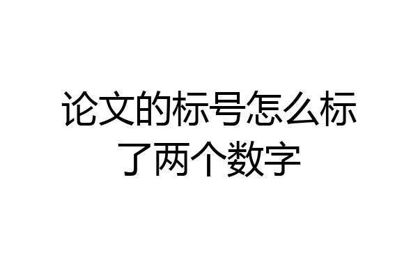 论文的标号怎么标了两个数字