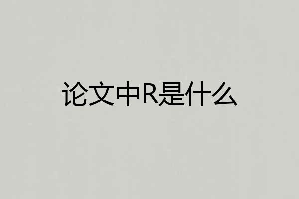 论文中R是什么
