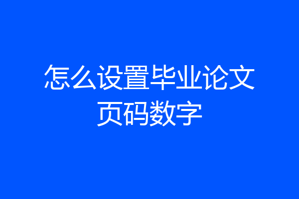 怎么设置毕业论文页码数字