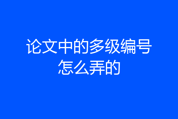 论文中的多级编号怎么弄的