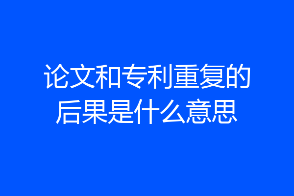 论文和专利重复的后果是什么意思