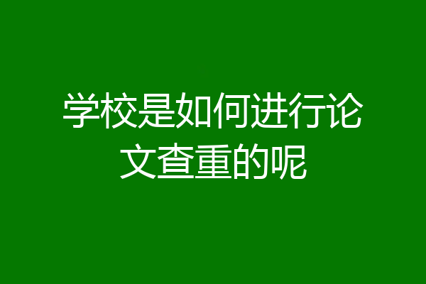 学校是如何进行论文查重的呢
