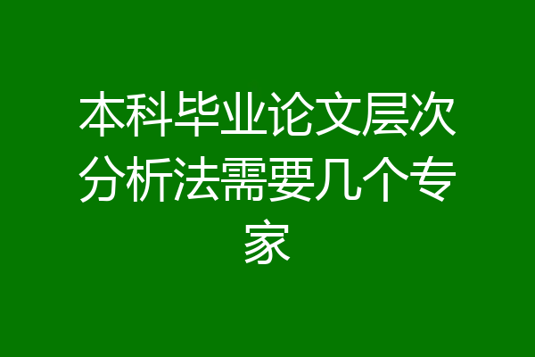 本科毕业论文层次分析法需要几个专家