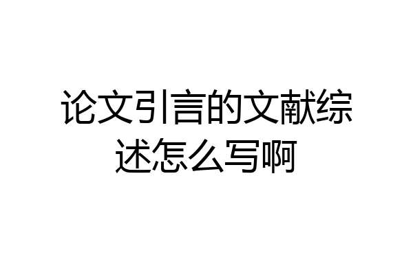 论文引言的文献综述怎么写啊