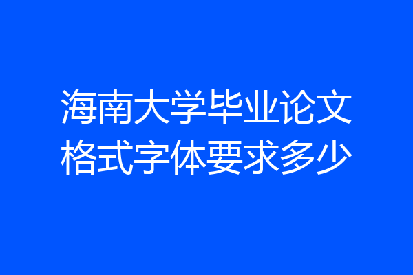 海南大学毕业论文格式字体要求多少