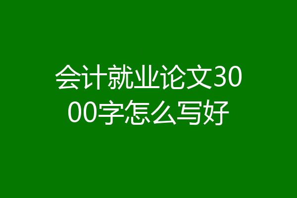 会计就业论文3000字怎么写好