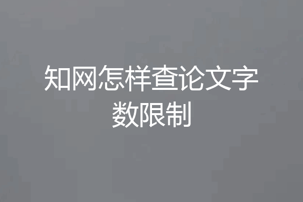 知网怎样查论文字数限制