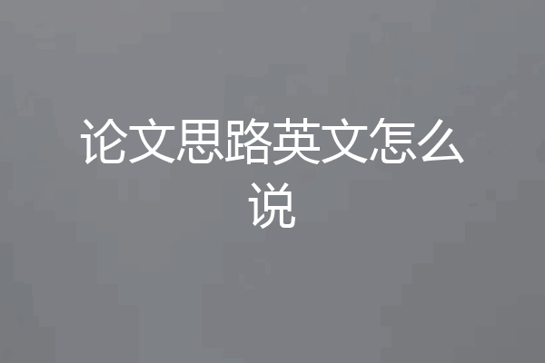 论文思路英文怎么说