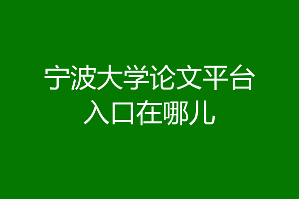 宁波大学论文平台入口在哪儿
