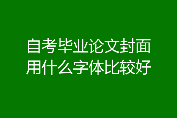 自考毕业论文封面用什么字体比较好