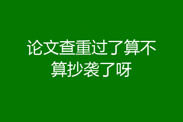 论文查重过了算不算抄袭了呀