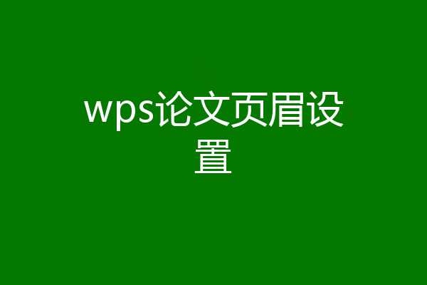 wps论文页眉设置