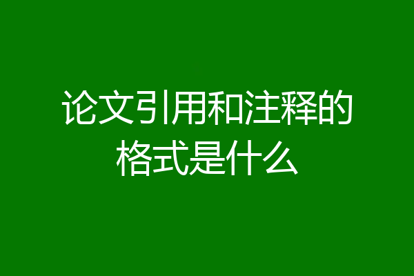 论文引用和注释的格式是什么