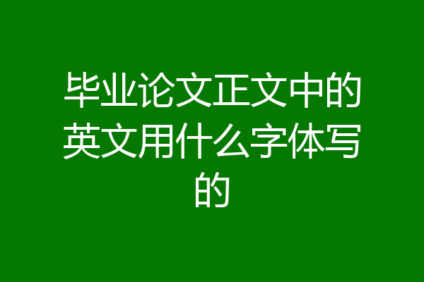 毕业论文正文中的英文用什么字体写的