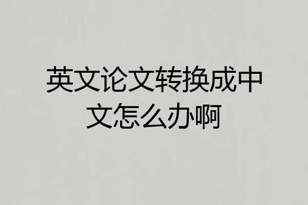 英文论文转换成中文怎么办啊