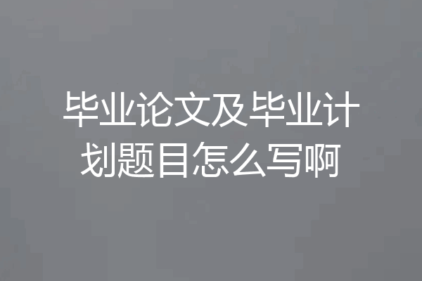 毕业论文及毕业计划题目怎么写啊
