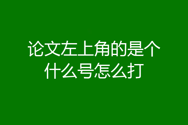 论文左上角的是个什么号怎么打