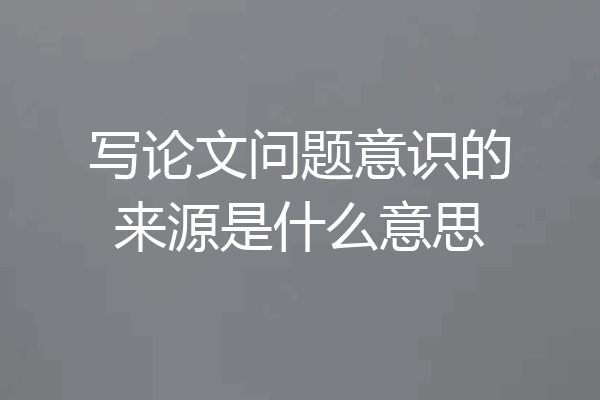 写论文问题意识的来源是什么意思