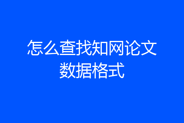 怎么查找知网论文数据格式