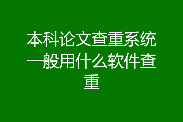 本科论文查重系统一般用什么软件查重