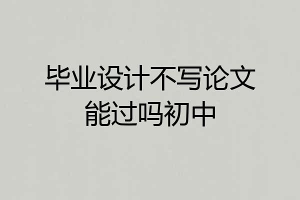 毕业设计不写论文能过吗初中