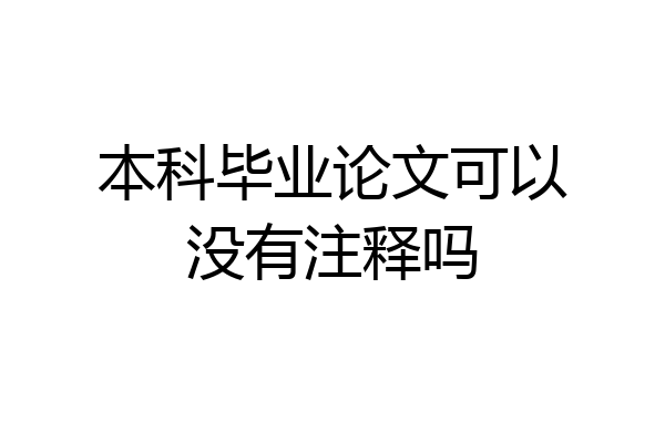 本科毕业论文可以没有注释吗