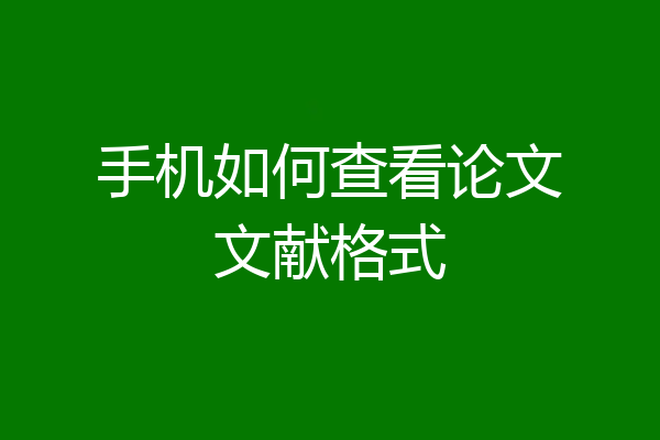 手机如何查看论文文献格式