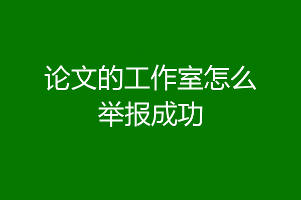 论文的工作室怎么举报成功