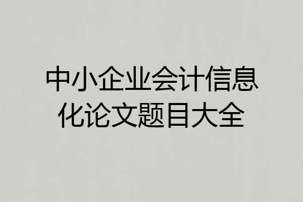 中小企业会计信息化论文题目大全