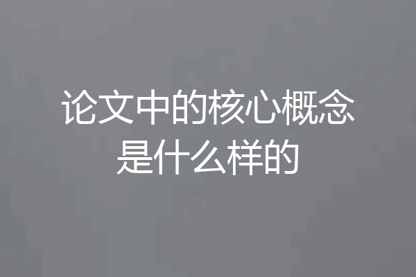 论文中的核心概念是什么样的