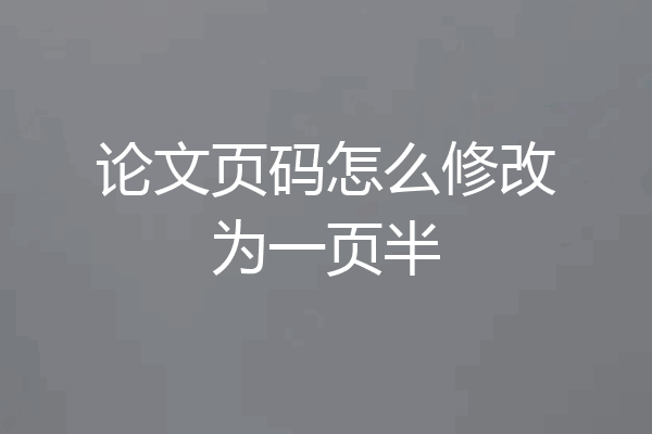 论文页码怎么修改为一页半