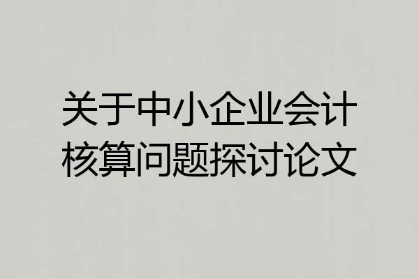 关于中小企业会计核算问题探讨论文
