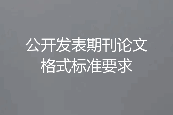 公开发表期刊论文格式标准要求