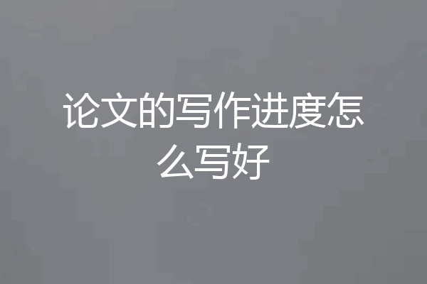 论文的写作进度怎么写好